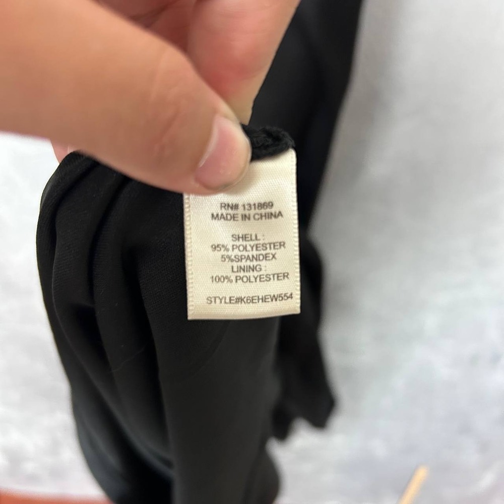 Y2K Whimsigoth Black Satin Midi Dress Puff Sleeve Ruched Short Sleeve Size 10 - Picture 8 of 8